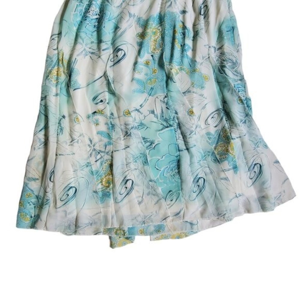 Bon Worth blue green white yellow flowy Y2K vintage floral print skirt sz L - Picture 6 of 9
